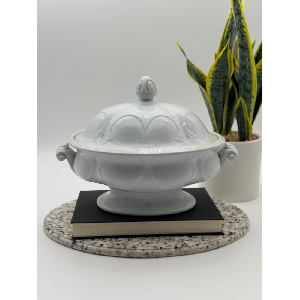 Antique J.W. Pankhurst Hanley Ironstone Tureen With Lid White Serving Dish